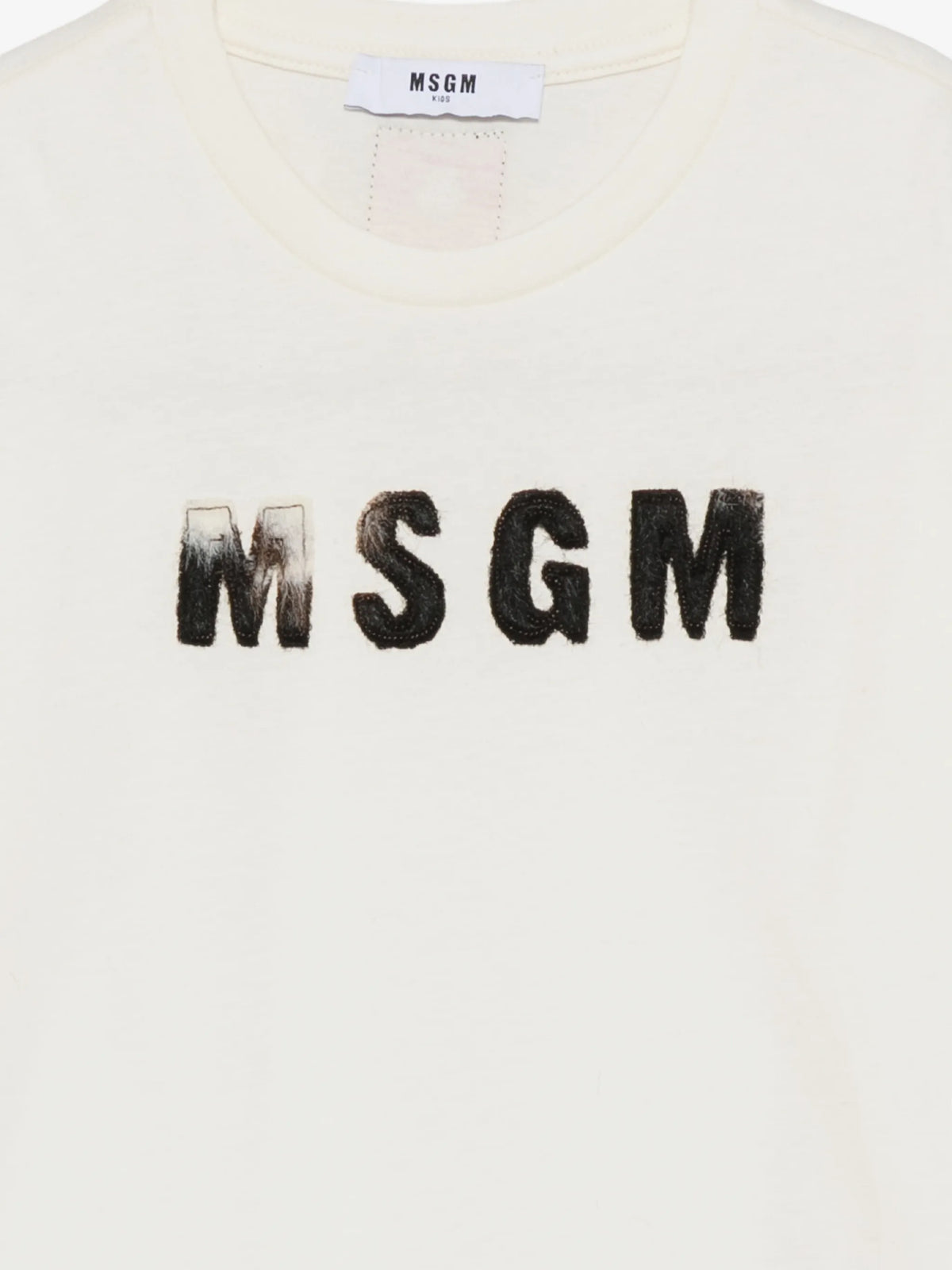 T-SHIRT CREMA CON LOGO IN TESSUTO CAVALLINO MSGM