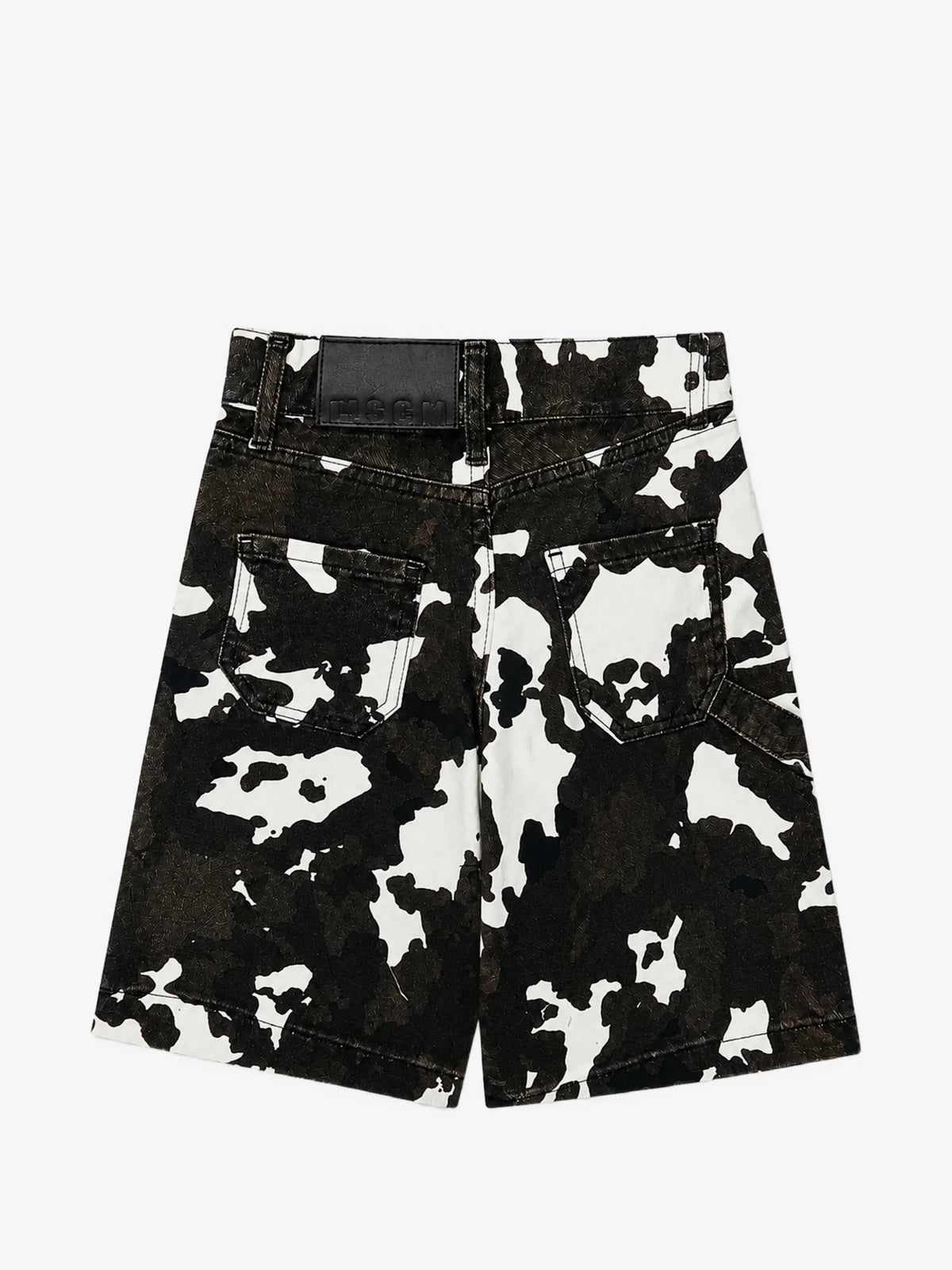 BERMUDA CON STAMPA MUCCATA LOGO RICAMATO ROSSO MSGM