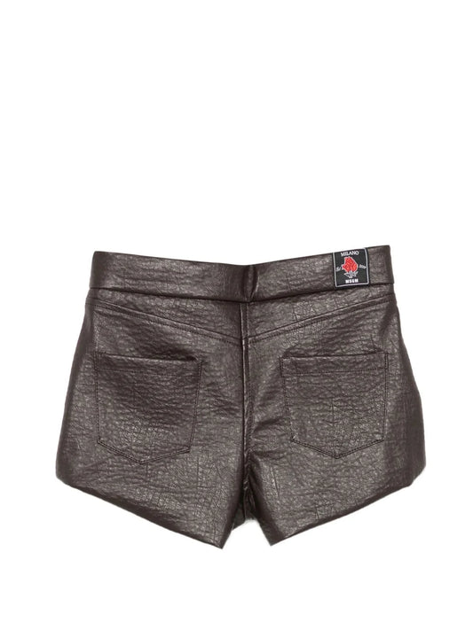 SHORTS MARRONE CON LOGO BIANCO MSGM