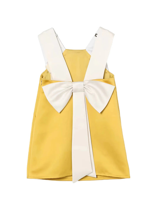 ABITO GIALLO CON FIOCCO SUL RETRO BIANCO ELISABETTA FRANCHI - Angel Luxury
