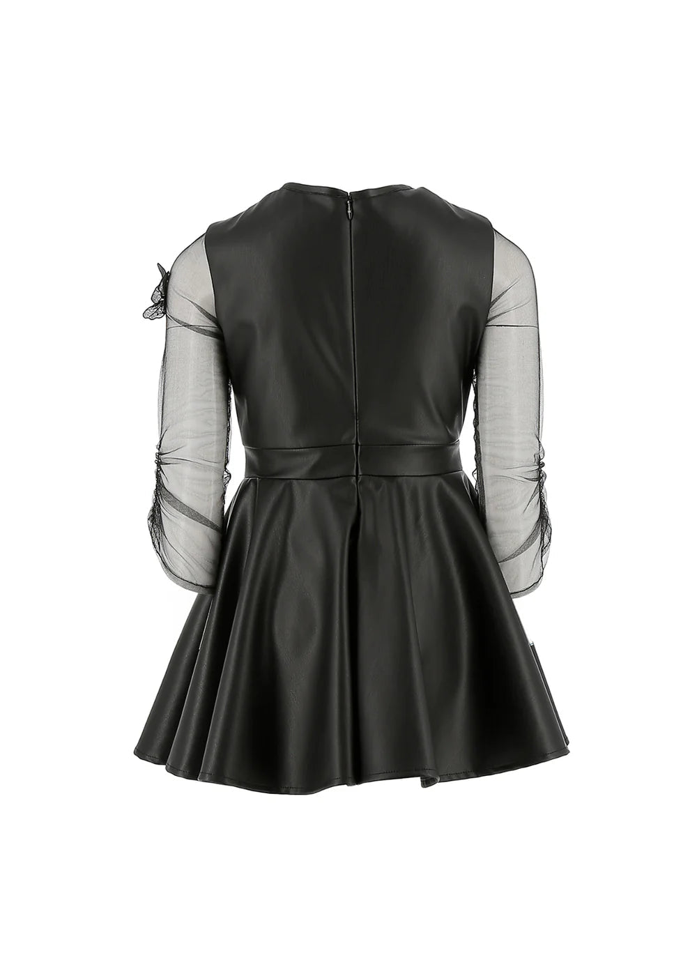 ABITO IN ECOPELLE CON FIORI RICAMATI NERO ELISABETTA FRANCHI - Angel Luxury