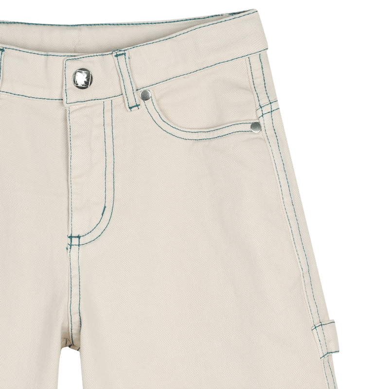 BERMUDA AVORIO IN DENIM CON CUCITURE VERDI KIDS AROUND - Angel Luxury