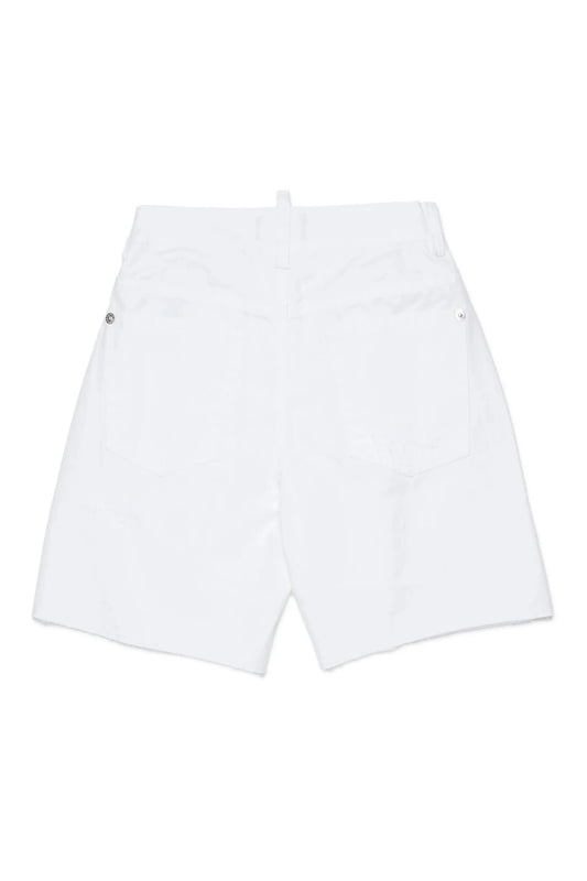 BERMUDA BIANCO CON STRAPPI E ELASTICO IN VITA DSQUARED2 - Angel Luxury