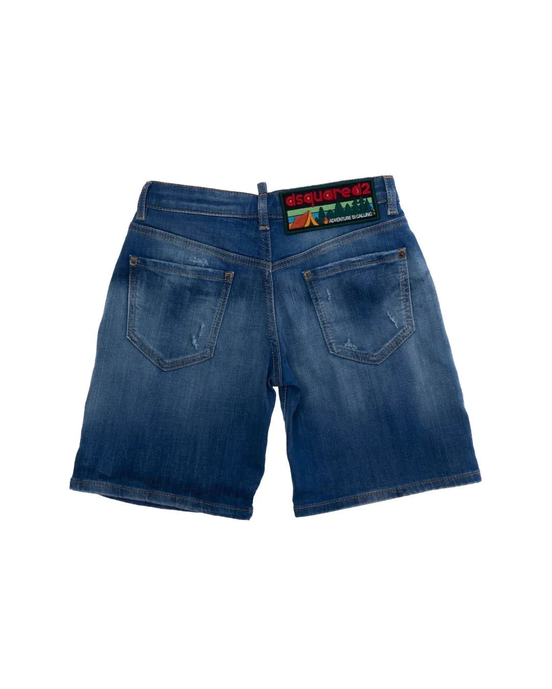 BERMUDA IN DENIM CON LOGO SUL RETRO COLORATO DSQUARED2 - Angel Luxury