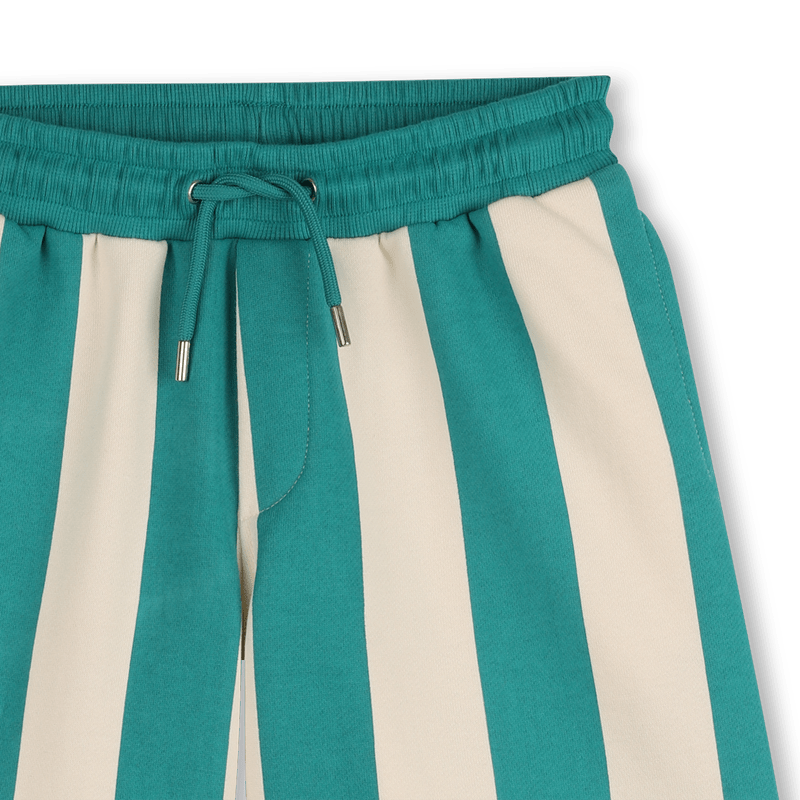 BERMUDA IN FELPA A RIGHE PANNA/VERDE OLIVA KIDS AROUND - Angel Luxury