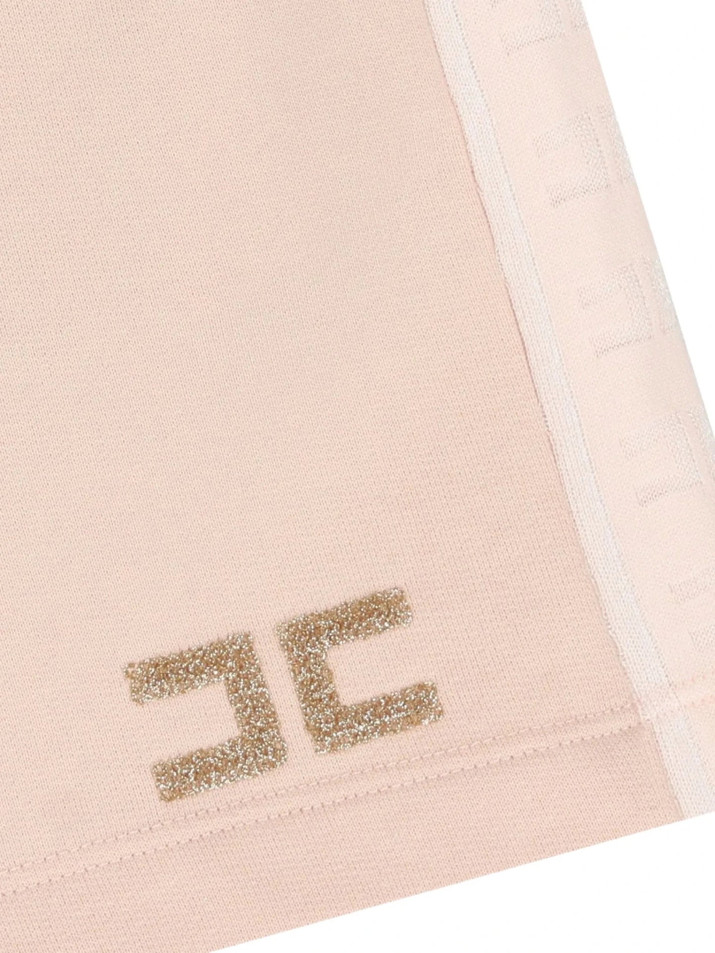 BERMUDA ROSA IN FELPA CON BANDE LOGATE IN PAILLETTES ELISABETTA FRANCHI - Angel Luxury