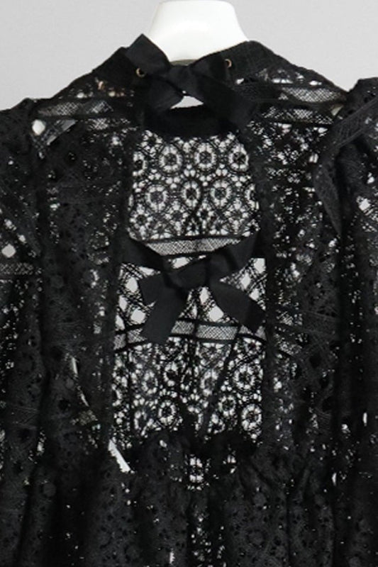 Blusa Elisabetta Franchi nera in pizzo traforato - Angel Luxury