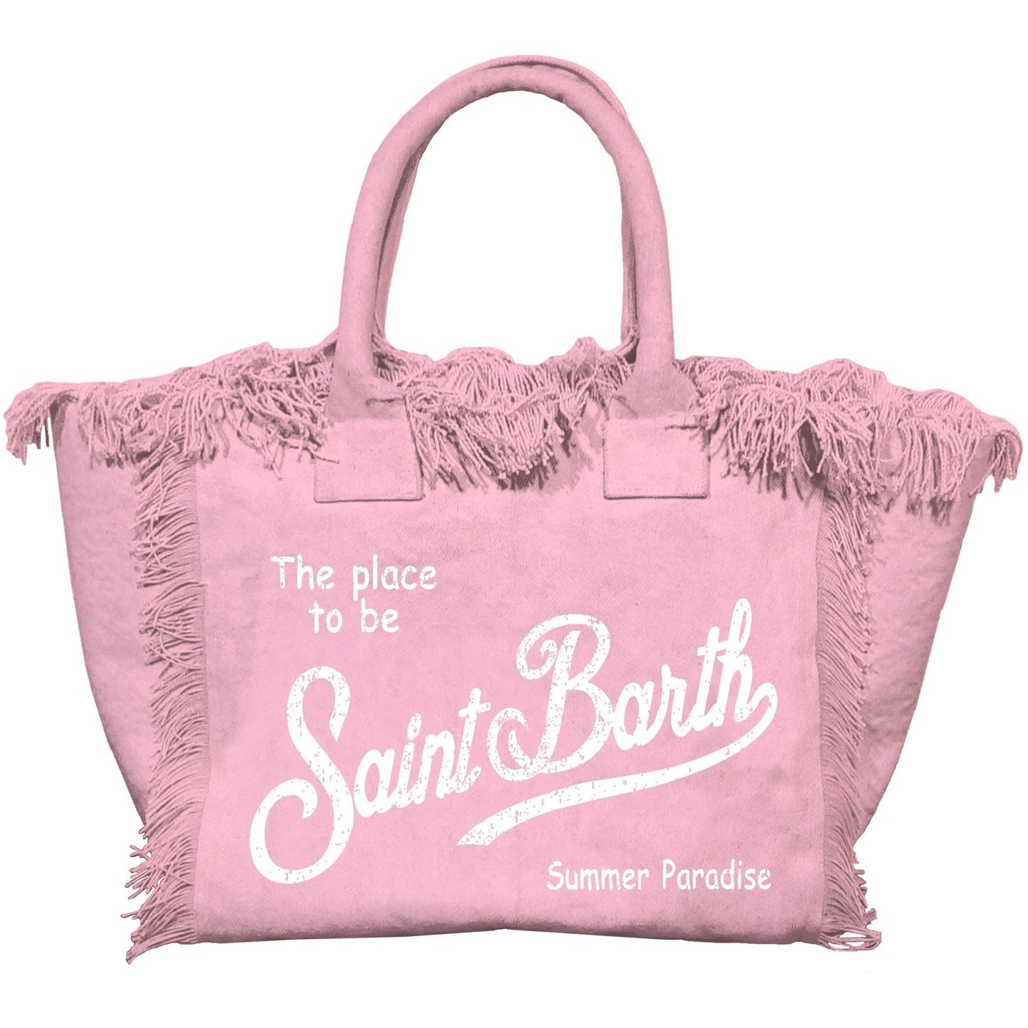 BORSA IN CANVAS MC2 SAINT BARTH ROSA CON LOGO BIANCO - Angel Luxury