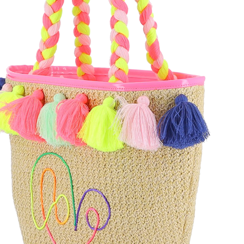 BORSA IN PAGLIA CON SCRITTA LOVE MULTICOLOR BILLIEBLUSH - Angel Luxury