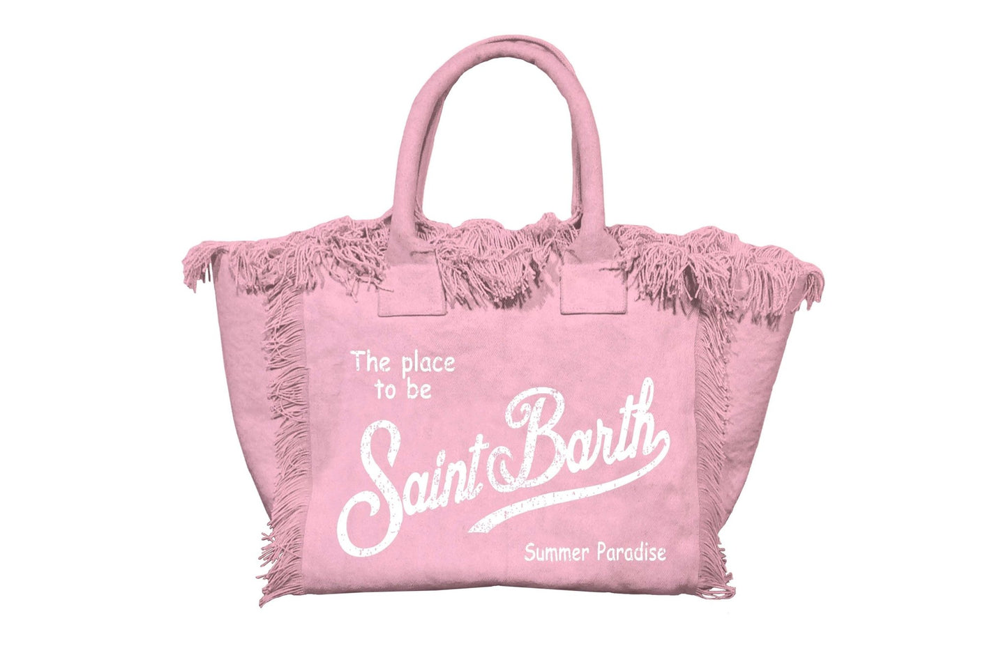 BORSA MC2 SAINT BARTH IN CANVAS ROSA CON LOGO BIANCO - Angel Luxury