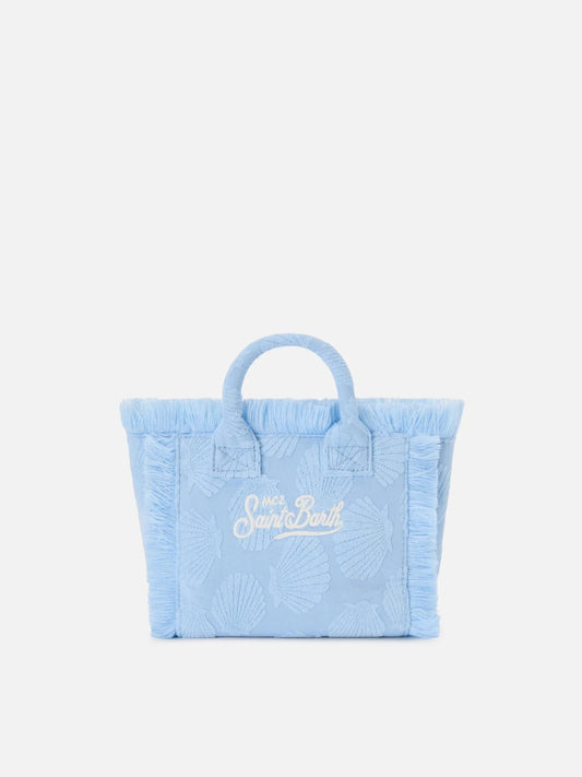 BORSA MINI VANITY IN SPUGNA AZZURRA CON CONCHIGLIE IN RILIEVO MC2 SAINT BARTH - Angel Luxury