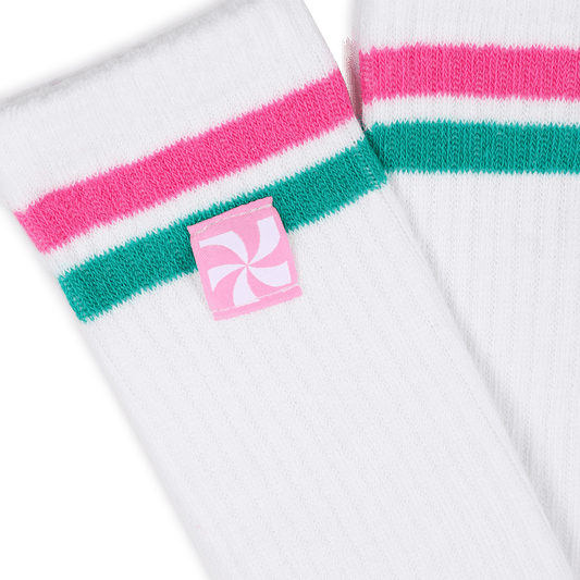 CALZETTONI BIANCHI CON FASCE ROSA E VERDI KIDS AROUND - Angel Luxury