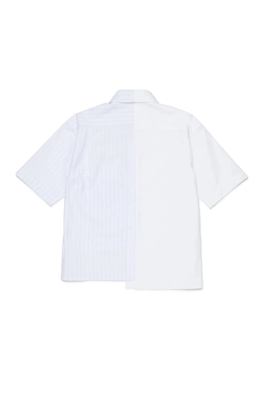 CAMICIA A RIGHE AZZURRO E BIANCA CON LOGO NUMERICO MAISON MARGIELA - Angel Luxury
