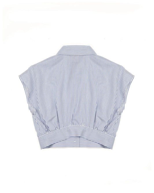 CAMICIA A RIGHE BIANCO E BLU CON LOGO IN RICAMO ELISABETTA FRANCHI - Angel Luxury