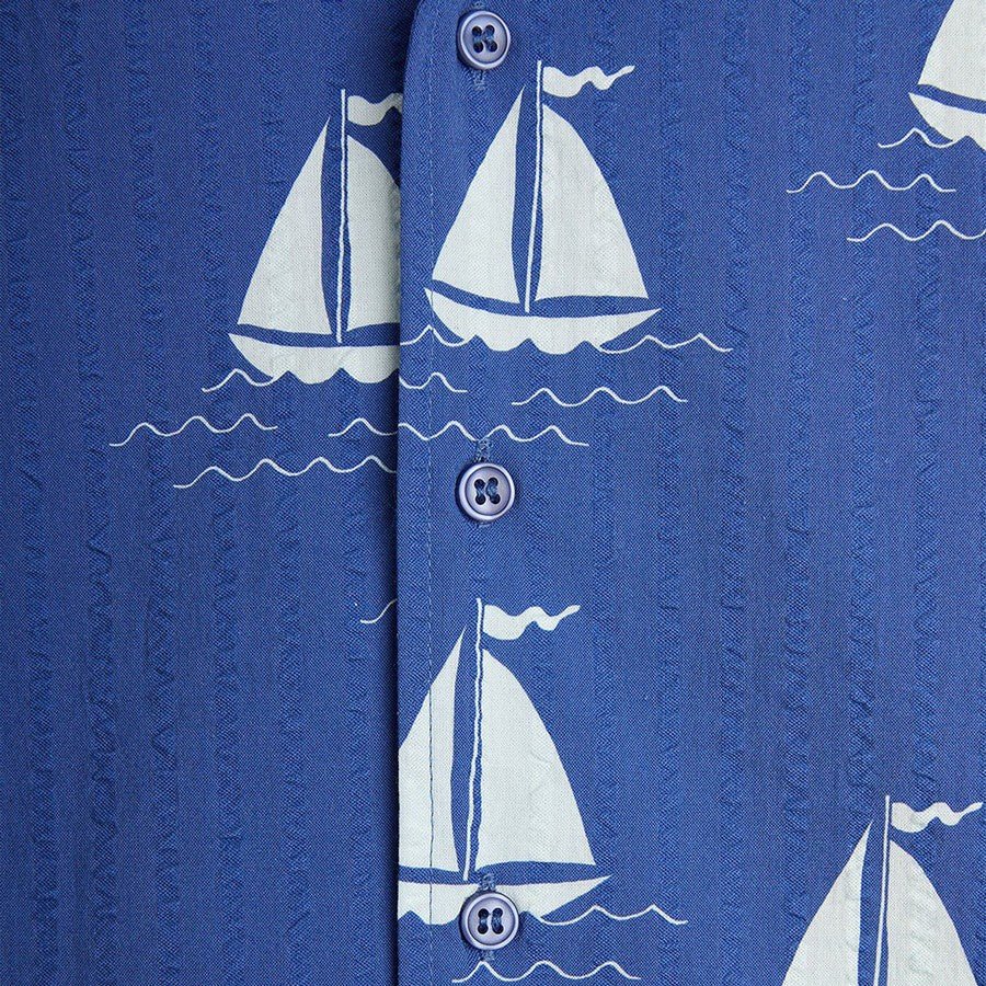 CAMICIA BLU CON BARCHE MINI RODINI - Angel Luxury