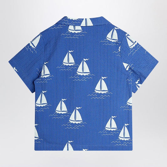 CAMICIA BLU CON BARCHE MINI RODINI - Angel Luxury