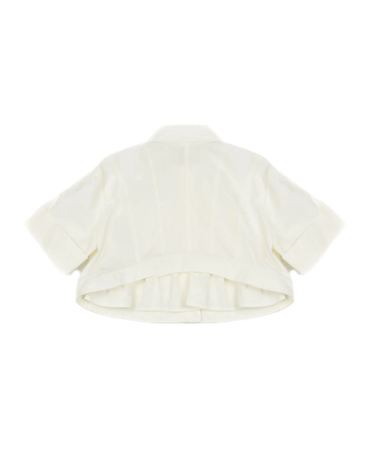 CAMICIA CORTA CON TASCHE RICAMATE AVORIO ELISABETTA FRANCHI - Angel Luxury