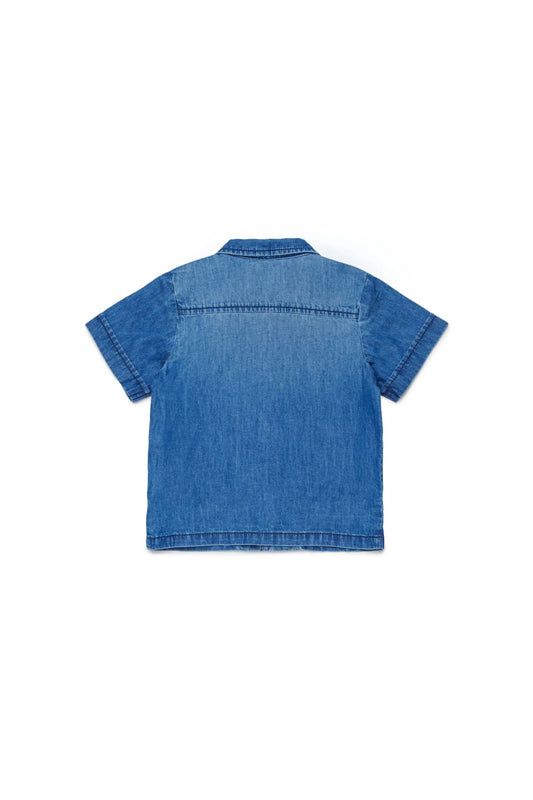 CAMICIA IN DENIM BLU CON TASCINO SUL DAVANTI CON LOGO DIESEL - Angel Luxury