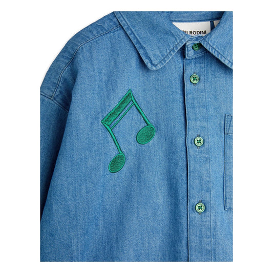 CAMICIA IN DENIM CON NOTE MUSICALI MINI RODINI - Angel Luxury