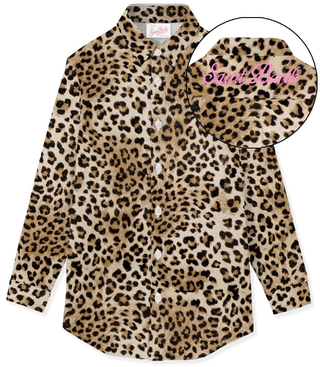 CAMICIA LEOPARDATA CON LOGO SUL RETRO ROSA MC2 SAINT BARTH - Angel Luxury