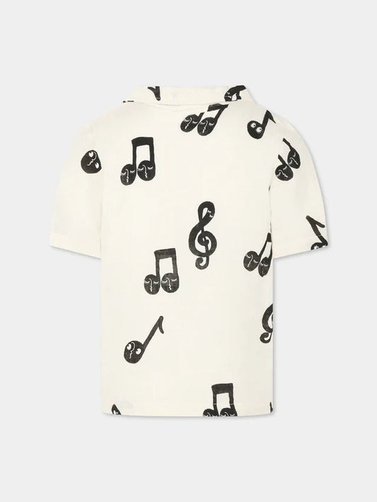CAMICIA PANNA CON NOTE MUSICALI MINI RODINI - Angel Luxury