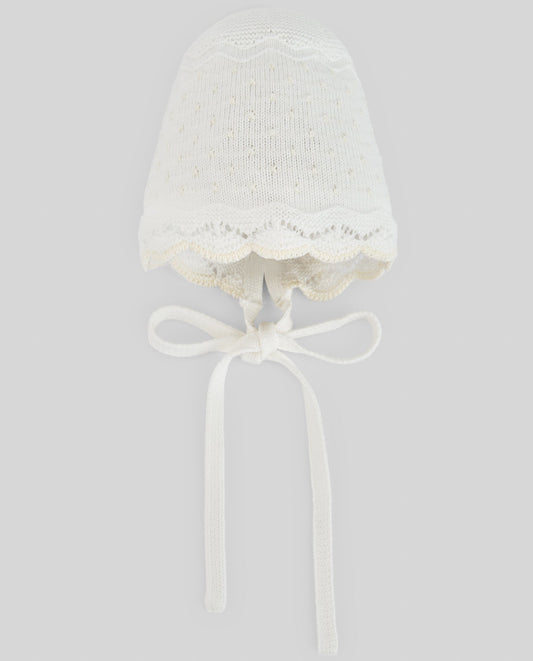 CAPPELLINO BIANCO CON LACCI NEONATA PAZ RODRIGUEZ - Angel Luxury