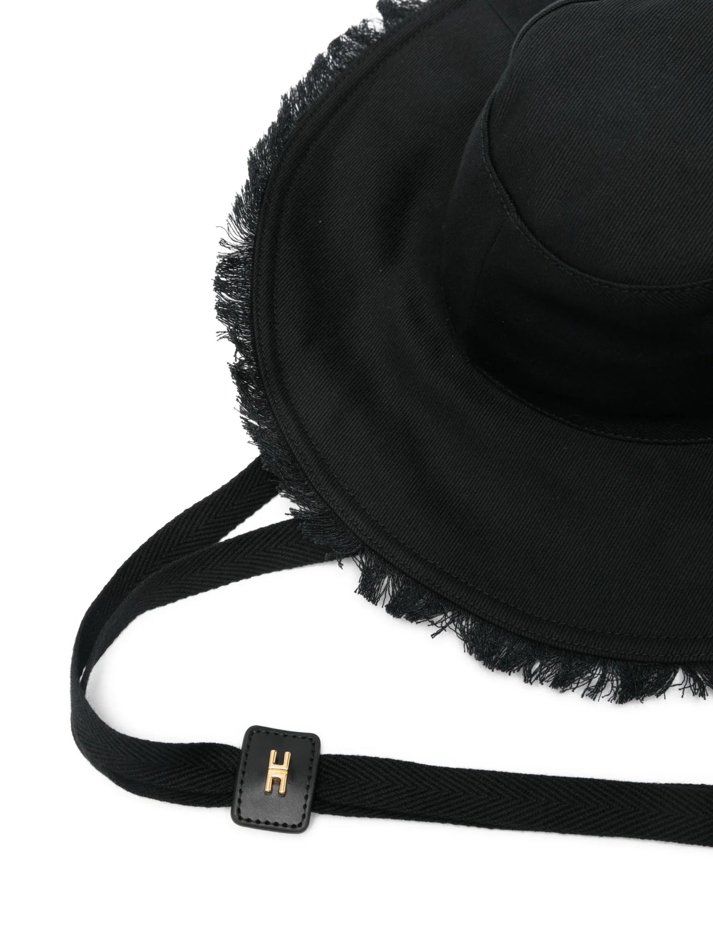 CAPPELLO CON FRANGE NERO CON LOGO IN RICAMO ELISABETTA FRANCHI - Angel Luxury