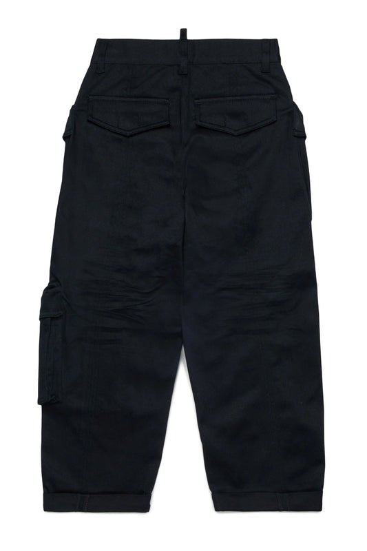 CARGO NERO CON LOGO RICAMATO DSQUARED2 - Angel Luxury