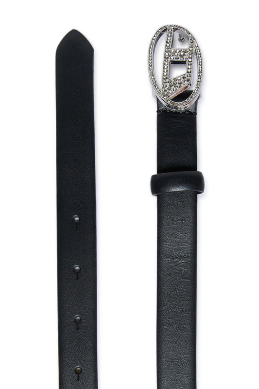 CINTURA NERA CON LOGO BRILLANTINATO DIESEL - Angel Luxury