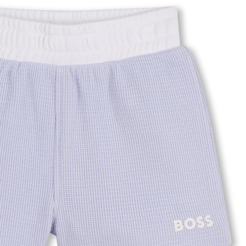 COMPLETO AZZURRO POLO + BERMUDA CON LOGO BIANCO BOSS - Angel Luxury