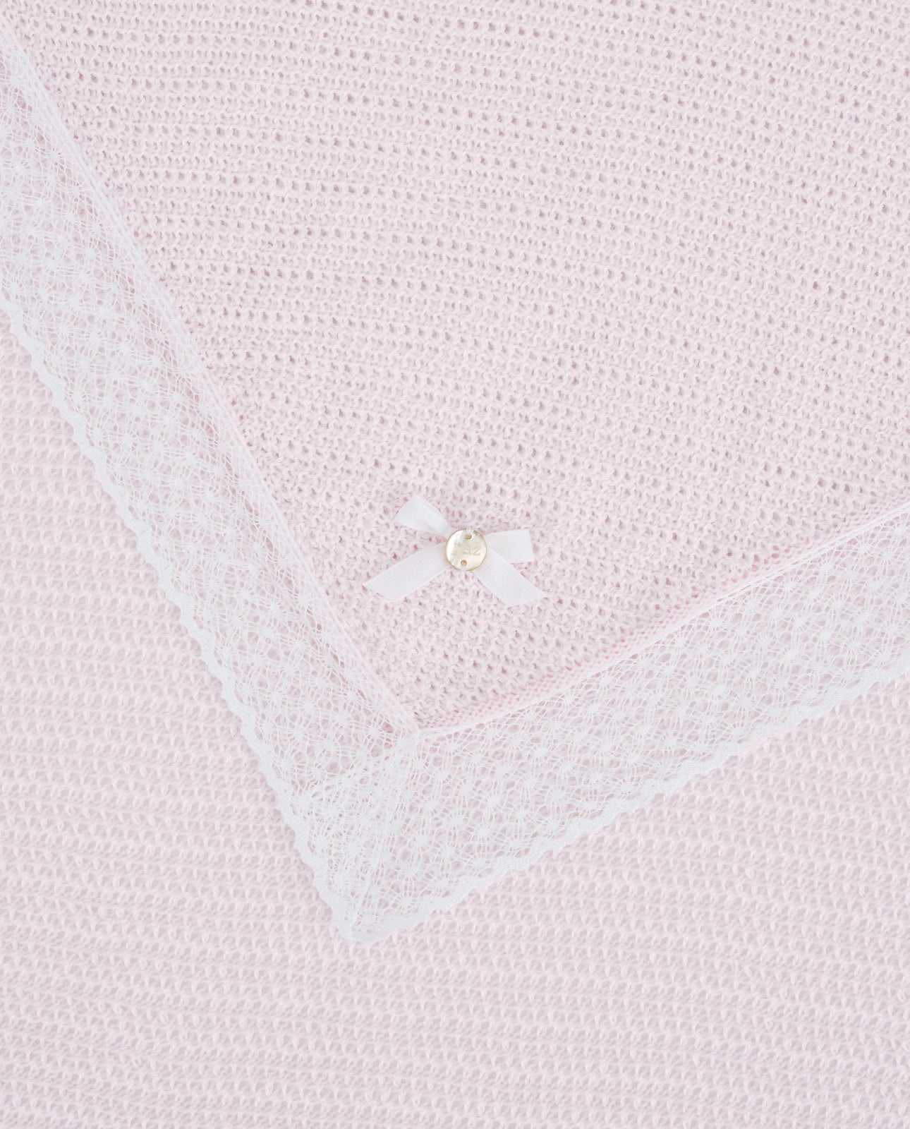 COPERTA ROSA CON BORDO MERLETTATO BIANCO PAZ RODRIGUEZ - Angel Luxury