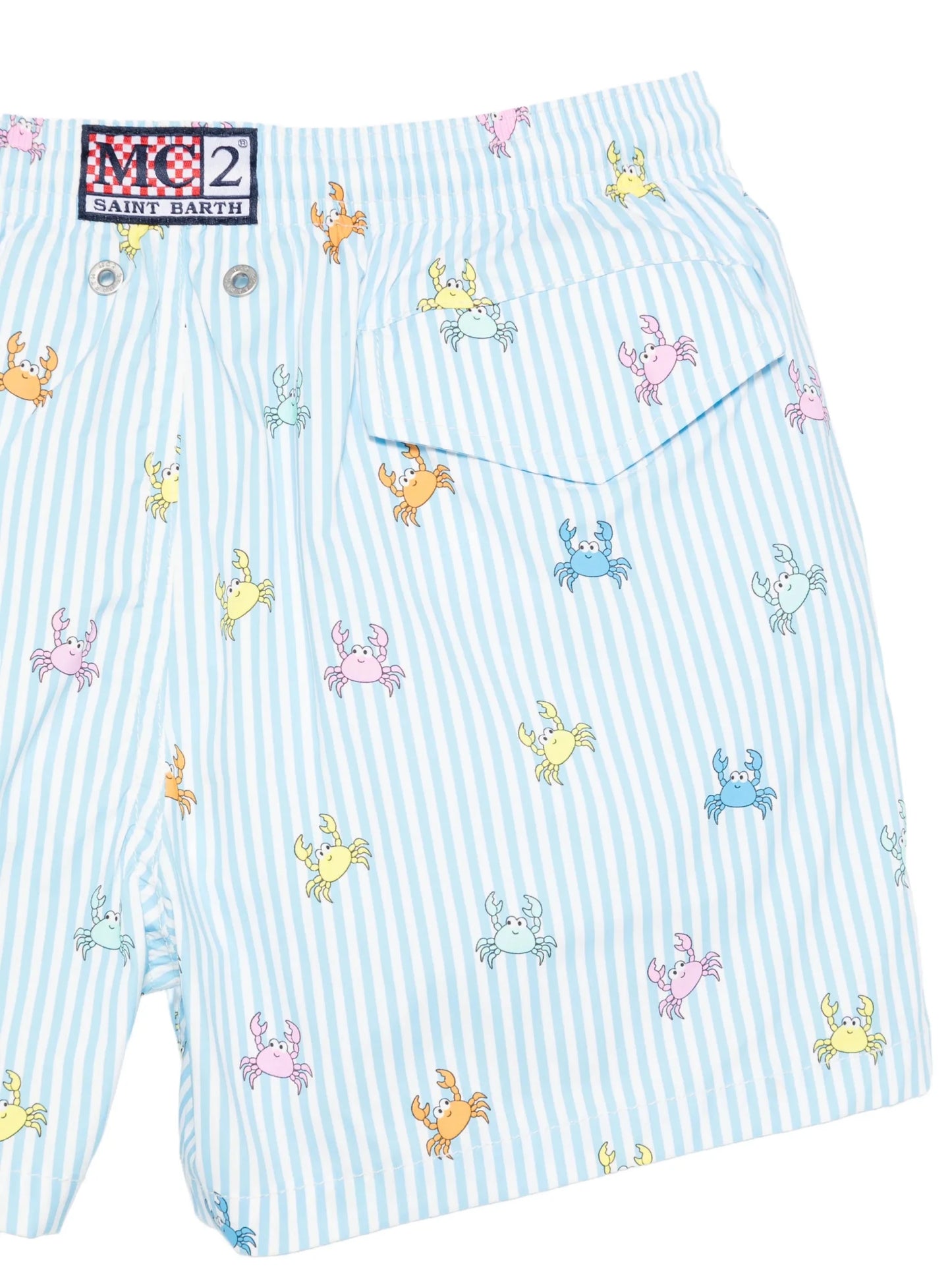 COSTUME MC2 SAINT BARTH A RIGHE AZZURRE E BIANCHE CON GRANCHI COLORATI - Angel Luxury