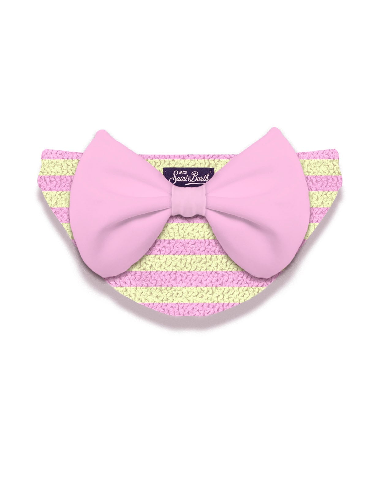 COSTUME SLIP A RIGHE ROSA/GIALLO CON FIOCCO ROSA MC2 SAINT BARTH - Angel Luxury