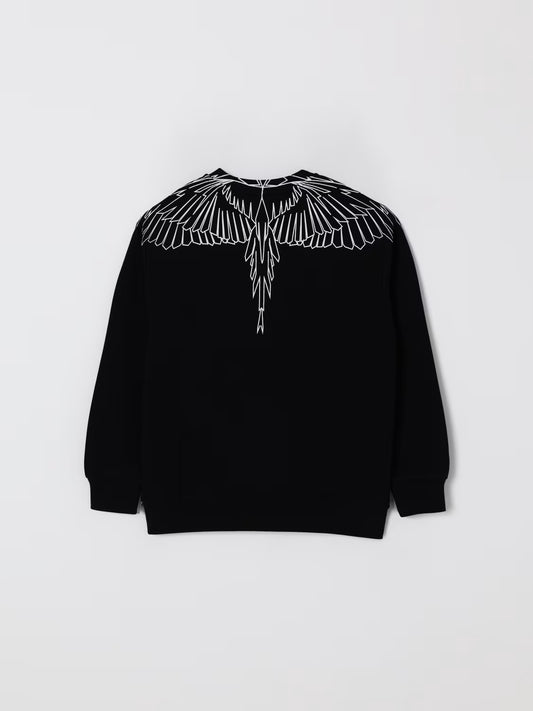 FELPA NERA CON STAMPA BIANCA MARCELO BURLON