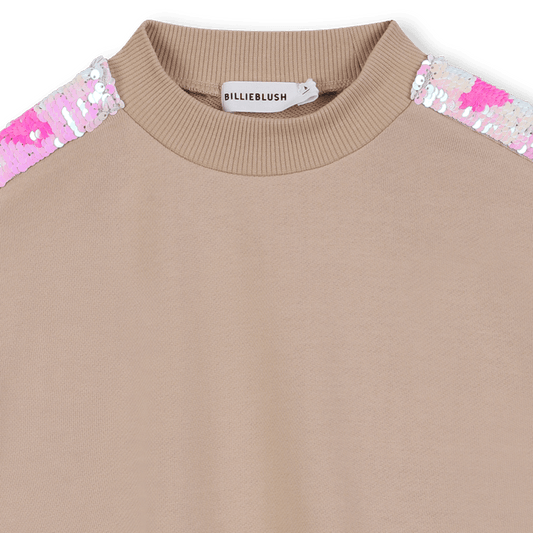 FELPA BEIGE CON BANDE LATERALI IN PAILLETTES BILLIEBLUSH - Angel Luxury