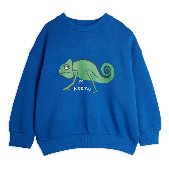 FELPA BLU CON CAMALEONTE VERDE MINI RODINI - Angel Luxury