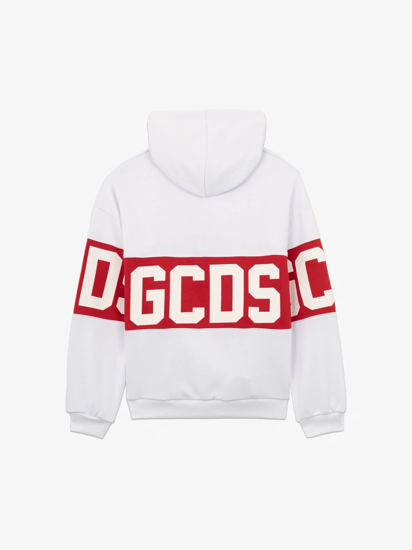 FELPA CON CAPPUCCIO BIANCA CON LOGO ROSSO - BIANCO GCDS - Angel Luxury