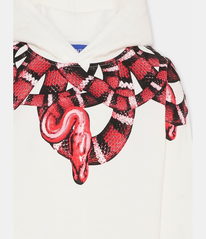 FELPA CON CAPPUCCIO BIANCA CON STAMPA ROSSA MARCELO BURLON - Angel Luxury