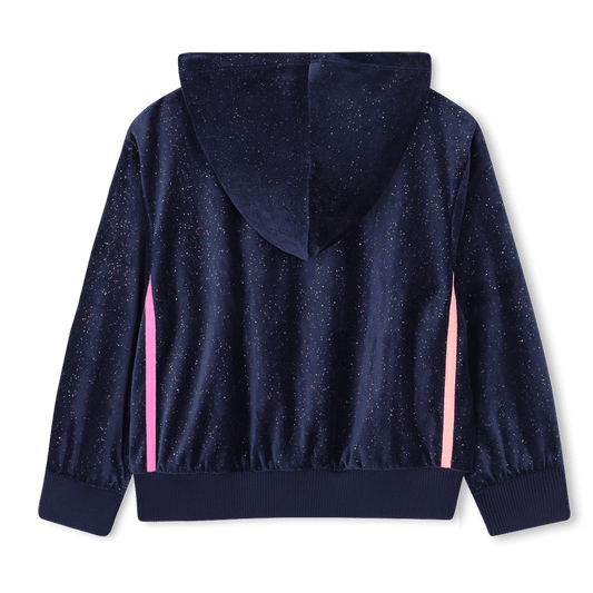 FELPA CON CAPPUCCIO IN VELLUTO BLU GLIETTERATA BILLIEBLUSH - Angel Luxury