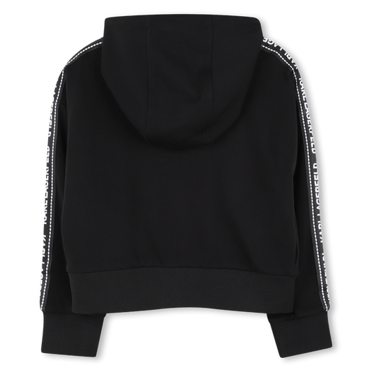 FELPA CON ZIP CON BANDE LATERALI CON LOGO BIANCO KARL LAGERFELD - Angel Luxury