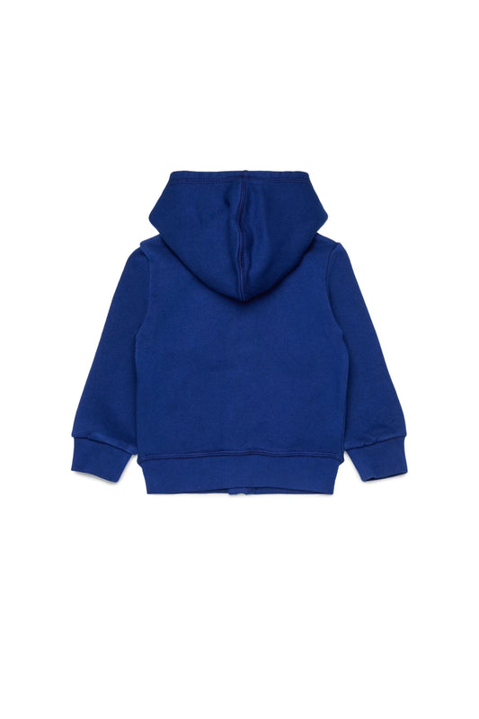 FELPA CON ZIP E CAPPUCCIO BLU CON LOGO IN GOMMA DSQUARED2 - Angel Luxury