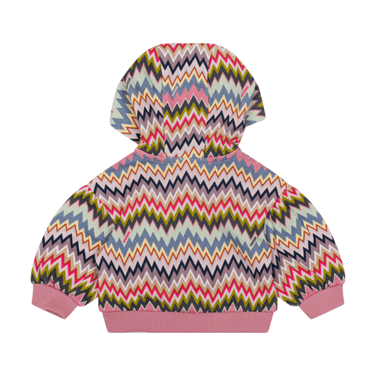 FELPA CON ZIP ZIG ZAG ROSA/MULTICOLORE MISSONI - Angel Luxury