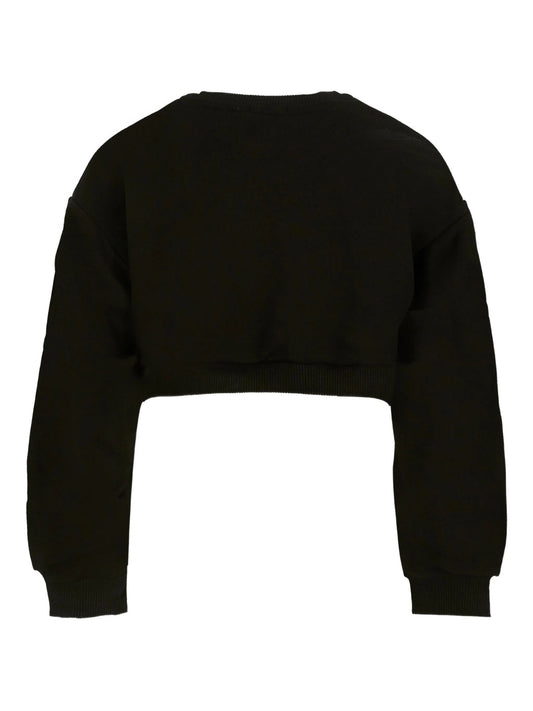 FELPA CROPPED NERA CON LOGO BIANCO PINKO - Angel Luxury