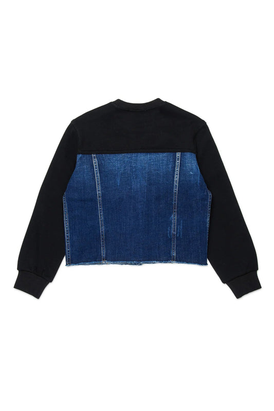 FELPA GIROCOLLO CON BUSTO IN DENIM - Angel Luxury