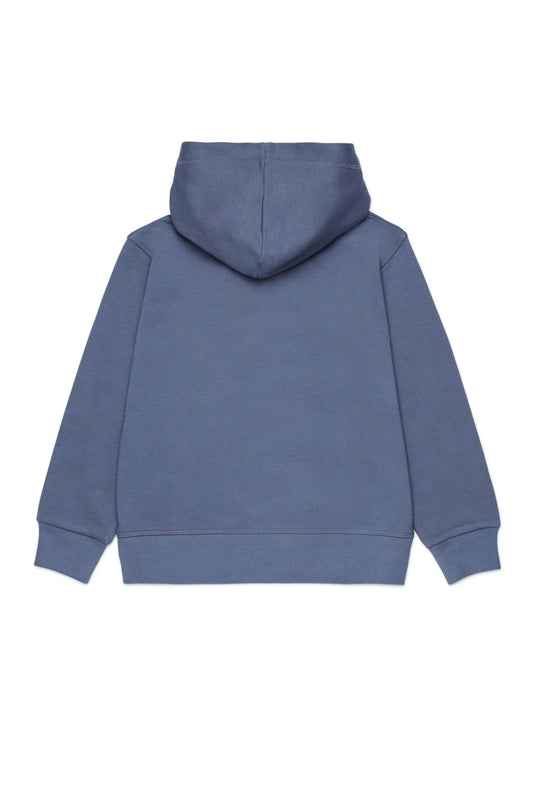FELPA GRIGIA CON CAPPUCCIO E LOGO IN VELLUTO VIOLA DSQUARED2 - Angel Luxury