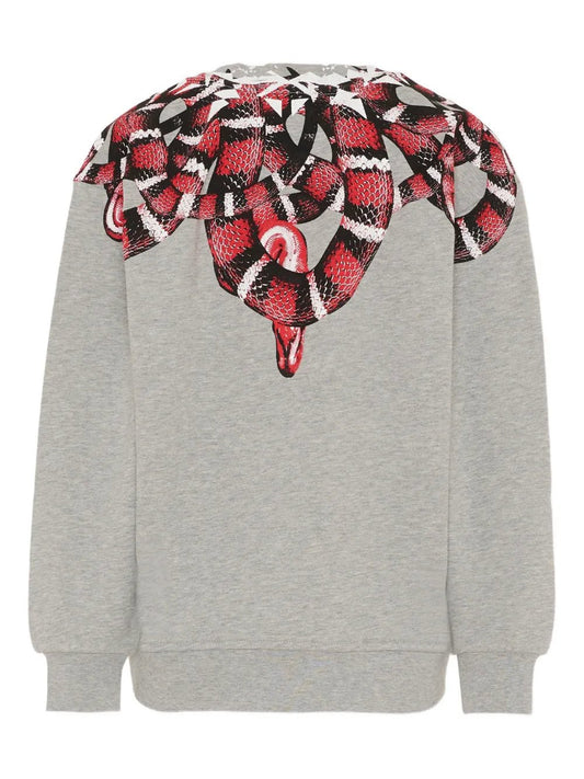 FELPA GRIGIA CON STAMPA ROSSA MARCELO BURLON - Angel Luxury