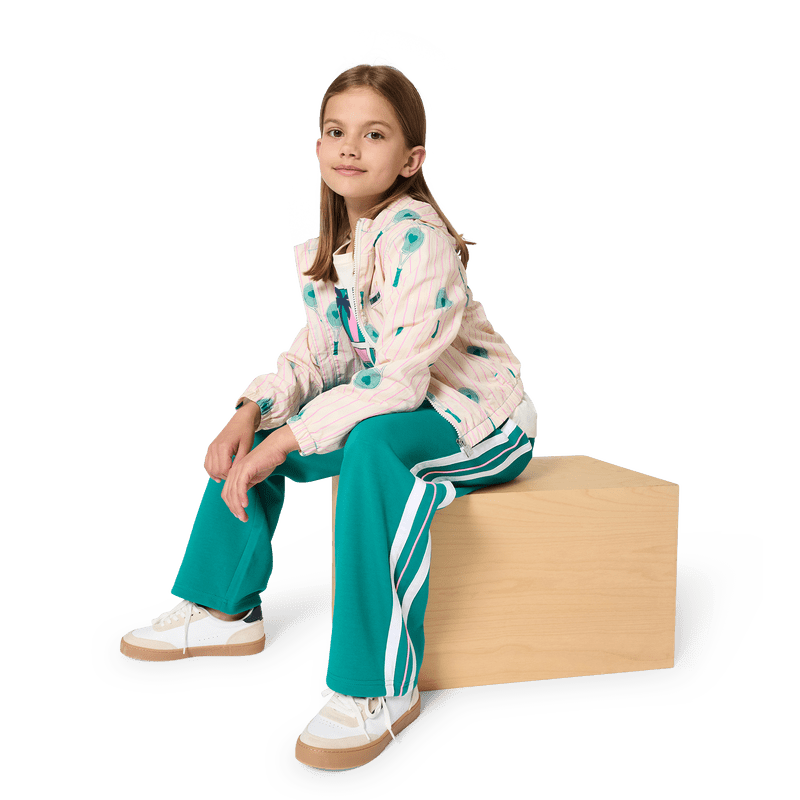 GIACCA ANTIVENTO BEIGE A RIGHE ROSA CON FANTASIA VERDE KIDS AROUND - Angel Luxury