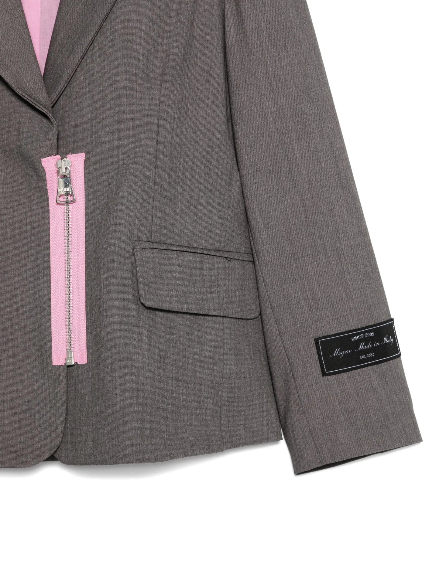 GIACCA GRIGIA CON ZIP ROSA MSGM - Angel Luxury