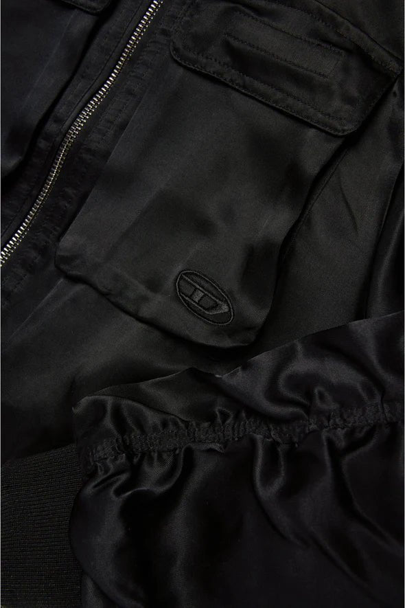 GIACCA NERA BOMBER IN RASO CON TASCHE DIESEL - Angel Luxury