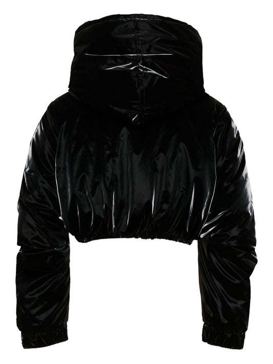 GIUBBINO CON CAPPUCCIO CROPPED NERO PINKO - Angel Luxury